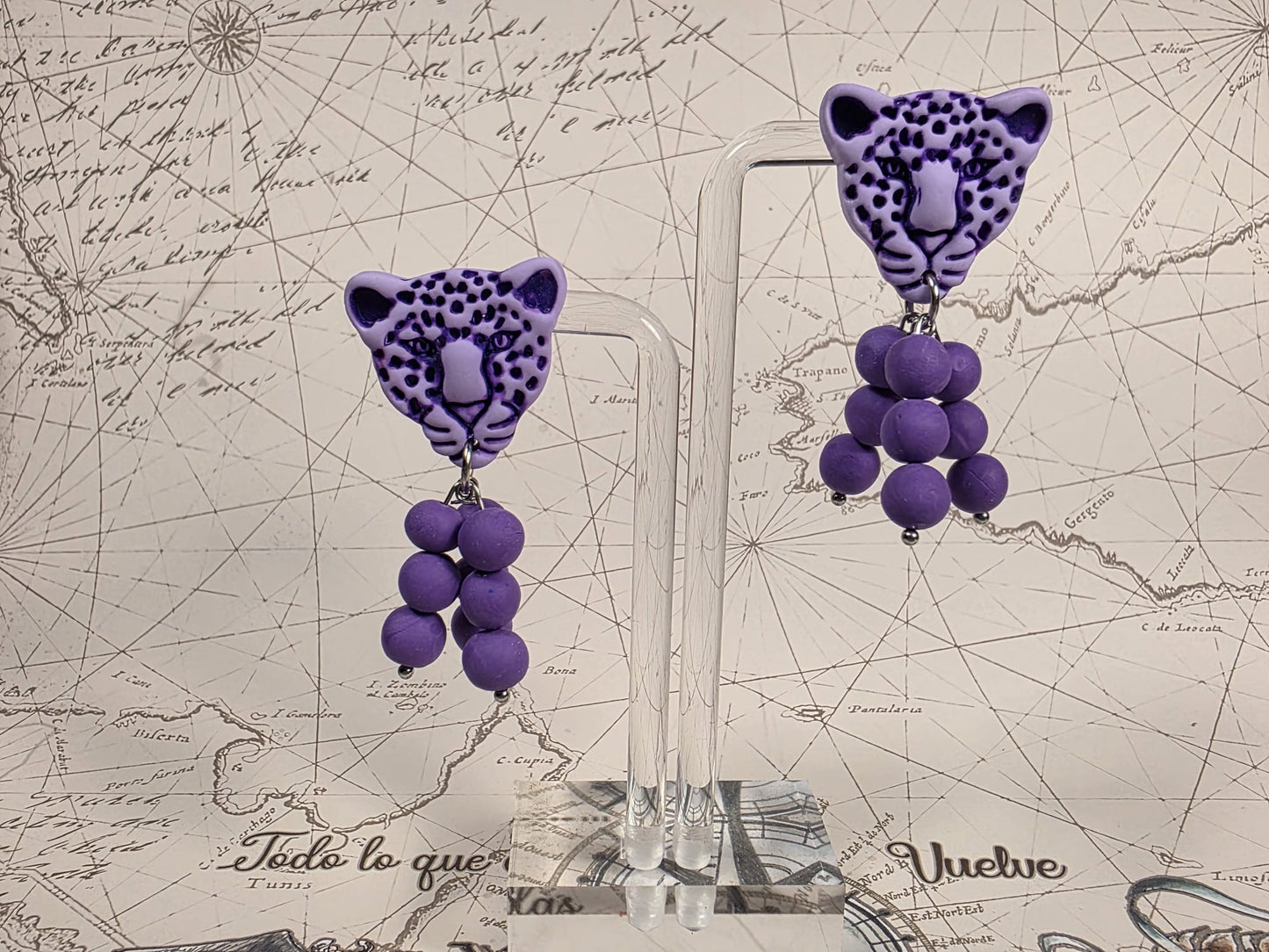 Pendientes LEOPARDO MORADO-LILA