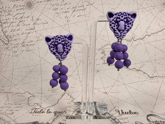 Pendientes LEOPARDO MORADO-LILA
