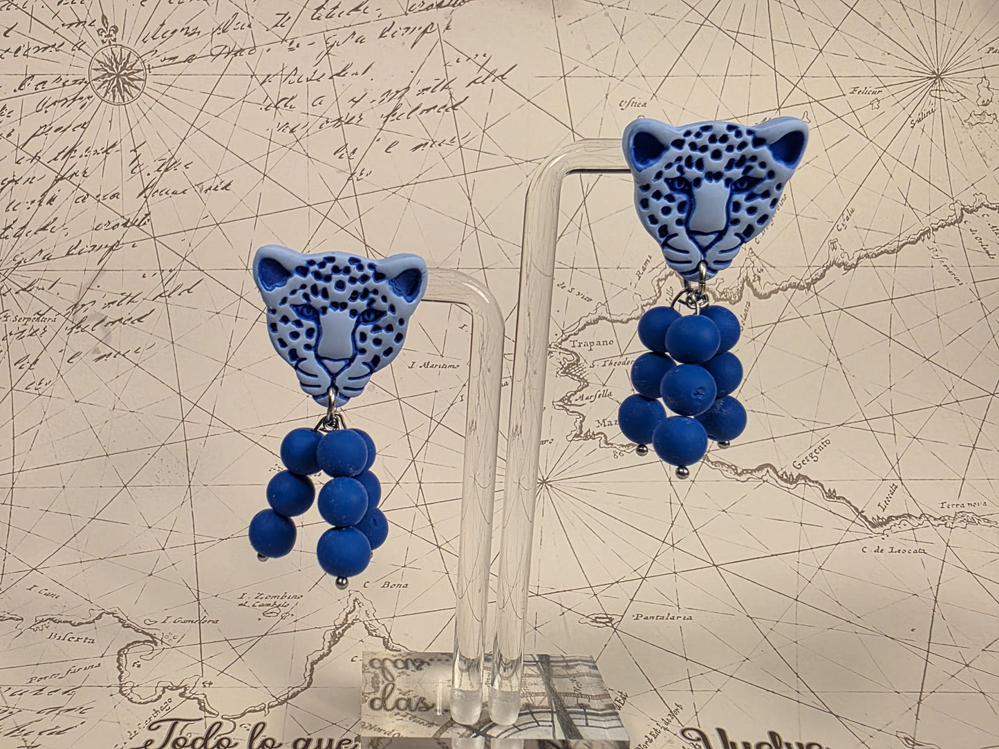 Pendientes LEOPARDO AZUL CIELO-AZUL KLEIN