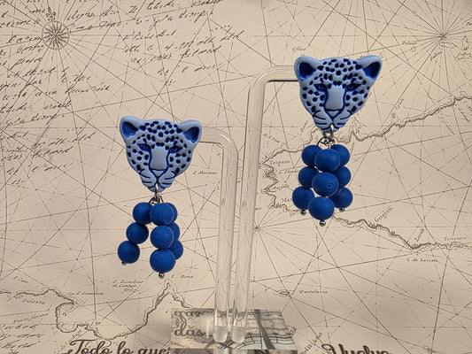 Pendientes LEOPARDO AZUL CIELO-AZUL KLEIN