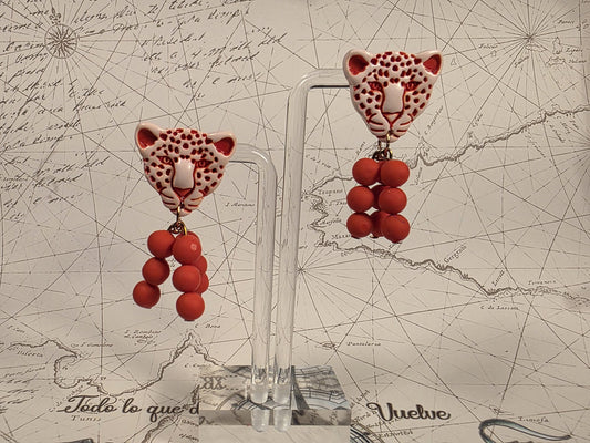 Pendientes LEOPARDO ROSA CLARO-ROJO