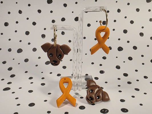 Pendientes SOLIDARIO KENET (El 100% del beneficio será donado a la fundación animal rescue) Lazo naranja contra el maltrato animal.